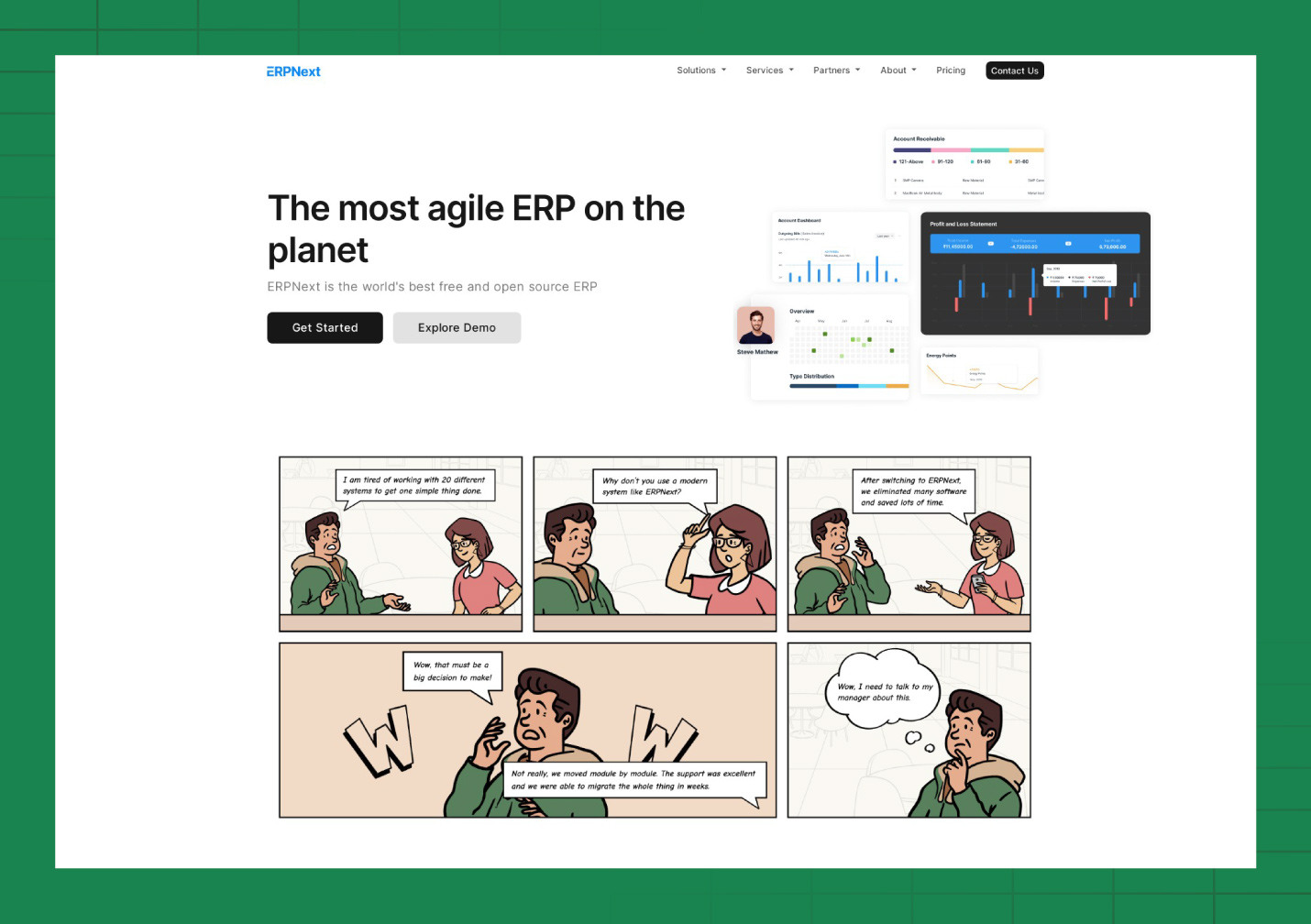 A preview of the ERPNext website