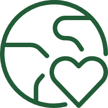 An icon of the earth with a heart