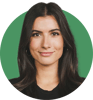 A headshot of Marlene Oliveira on a green background
