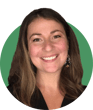 Headshot of Melanie Barrett on a green background