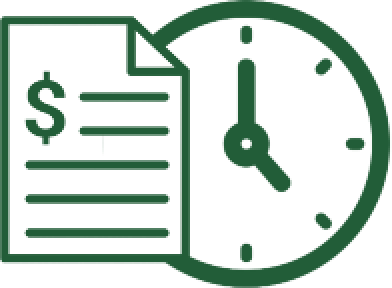 Icon of a dollar sign and a clock
