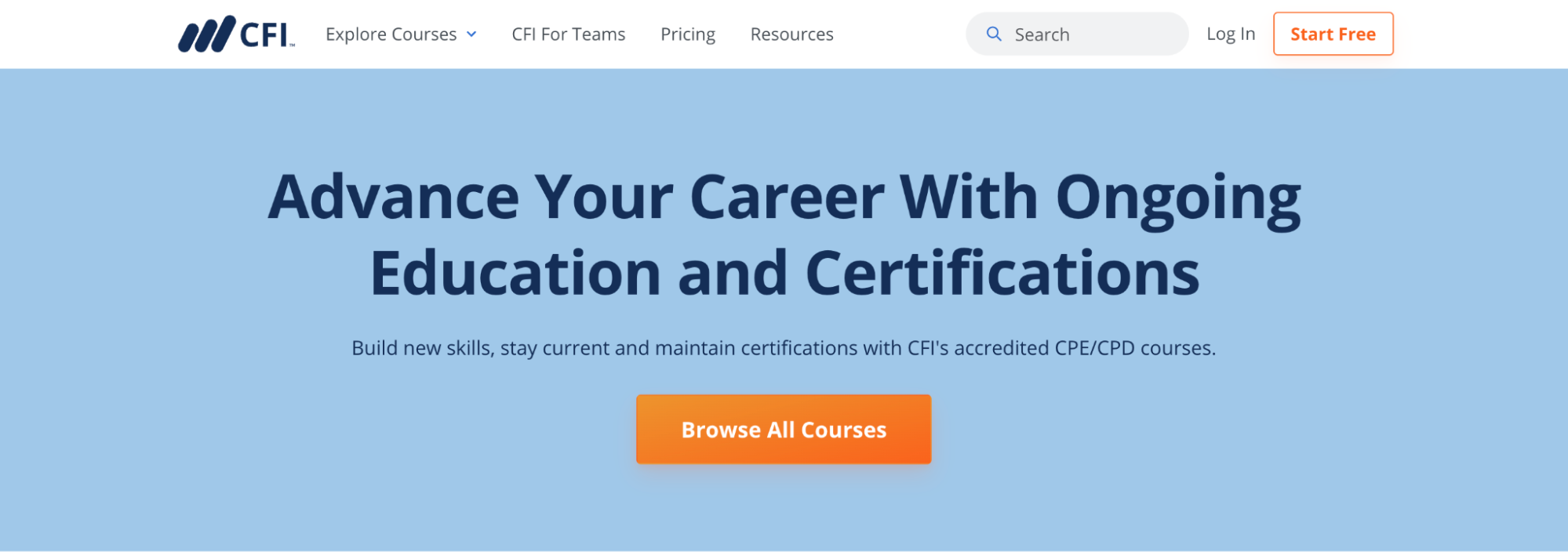 A preview of the online course catalogue on the Corporate Finance Institute's website