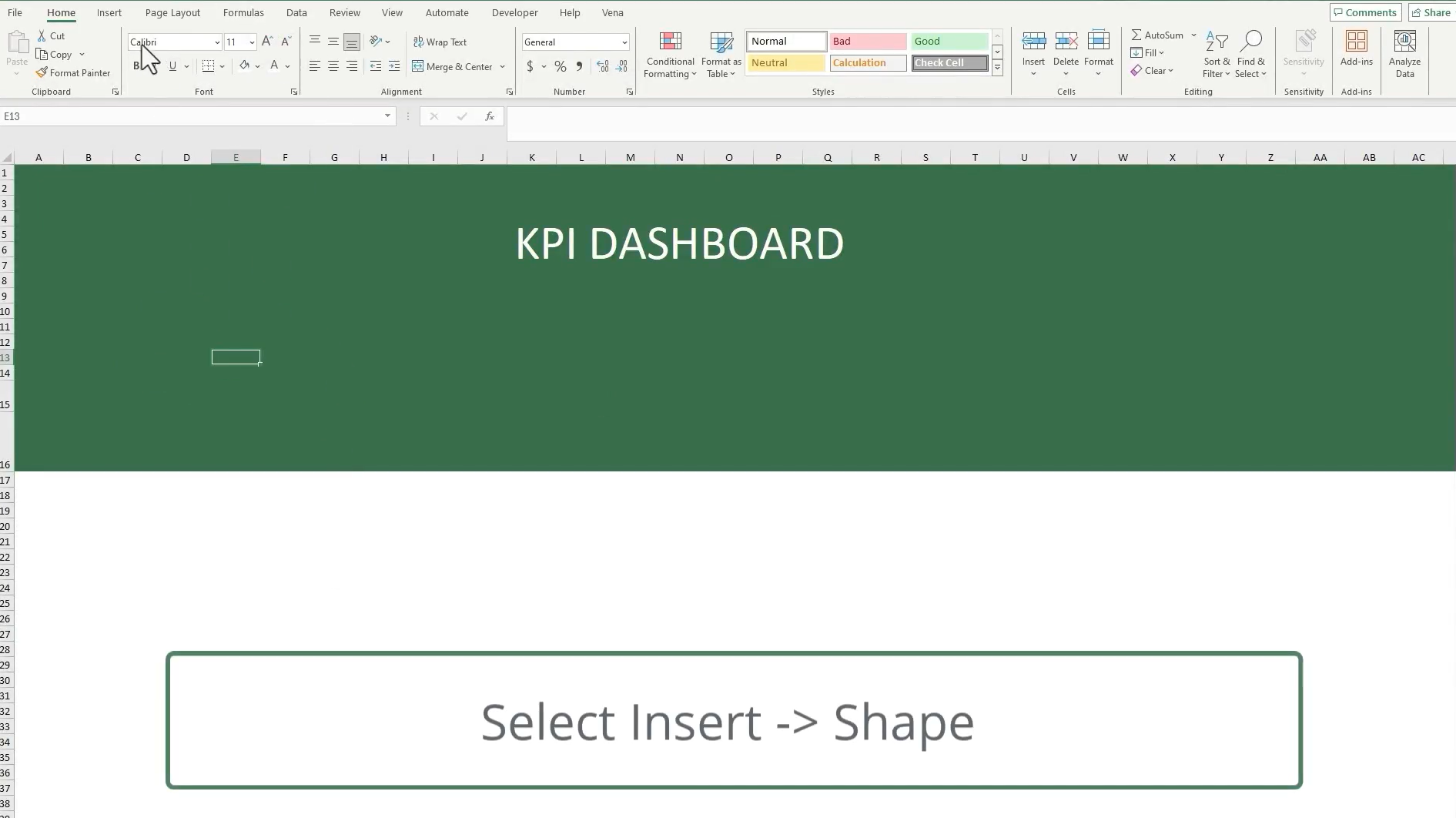An image showing how to select a shape.